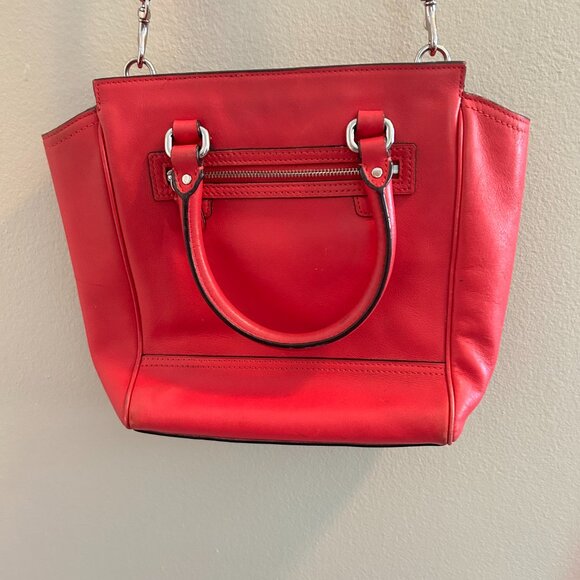 Coach Legacy Mini Tanner Satchel Bag Pink Scarlet Purse Leather Tassel Handbag - Picture 6 of 8